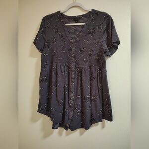 Torrid Women's Floral Button-Down Top - Dark Gray